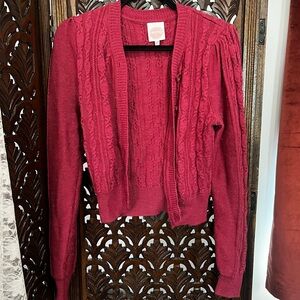 Emmy Designs Sweden Ice Skater Cardigan wool Women's pink Cable Knit Sweater